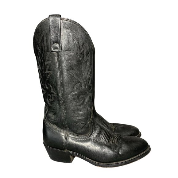 Santa Fe Boot Co. Men\'s Size 10 D Black Leather Pull On Cowboy Western Boots main image 7